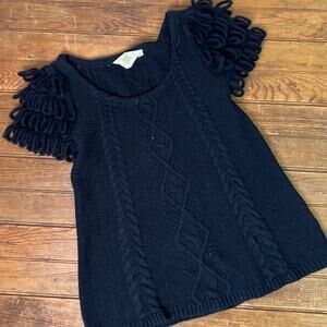 Anthropologie black cotton  short sleeve sweater top size small